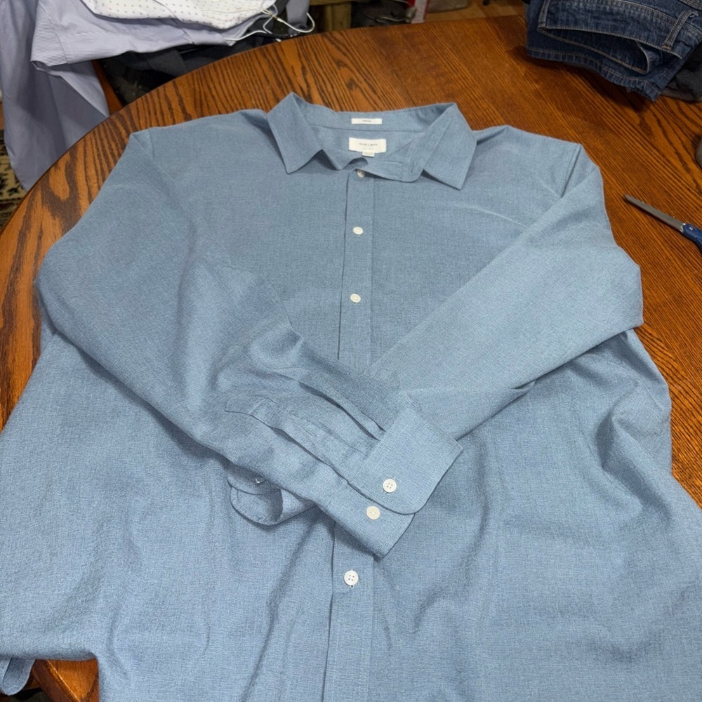 JULIAN & MARK SIZE 3XL BLUE LONG SLEEVE SHIRT WITH STRETCH - Picture 3 of 4
